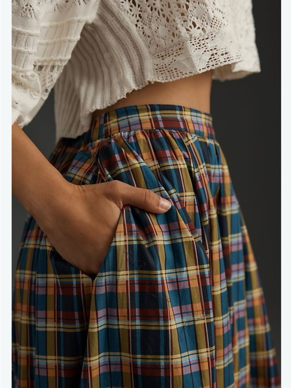 Vtg Style Plaid Maxi Skirt
Anthropologie Maeve Jacie Pleated
Pocket Boho Preppy - Picture 2 of 2